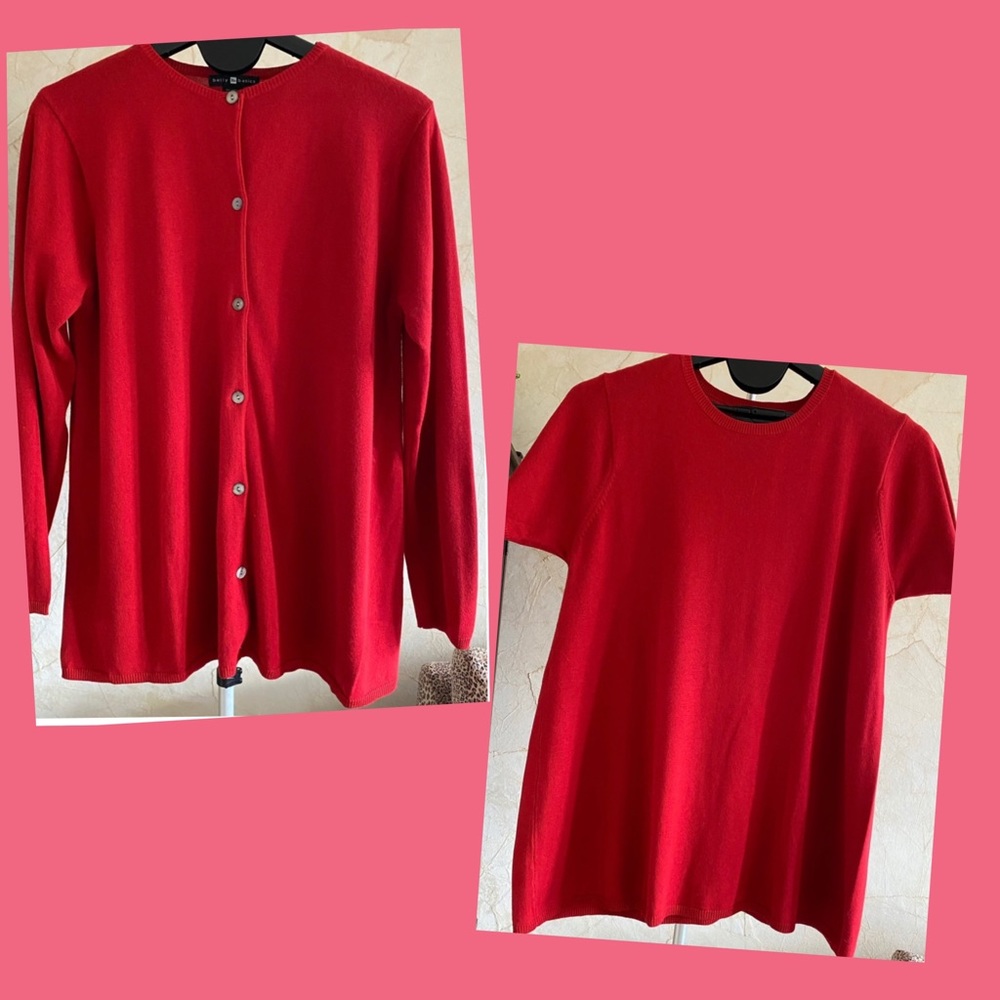 🎉HP🎉 NWOT 2-Piece Red Knit Cardigan and T-Shirt Set XL